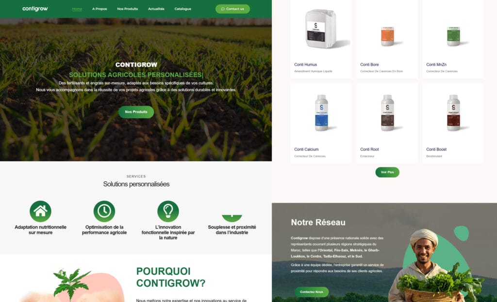 Site vitrine professionnel pour une entreprise de solutions agricoles au Maroc