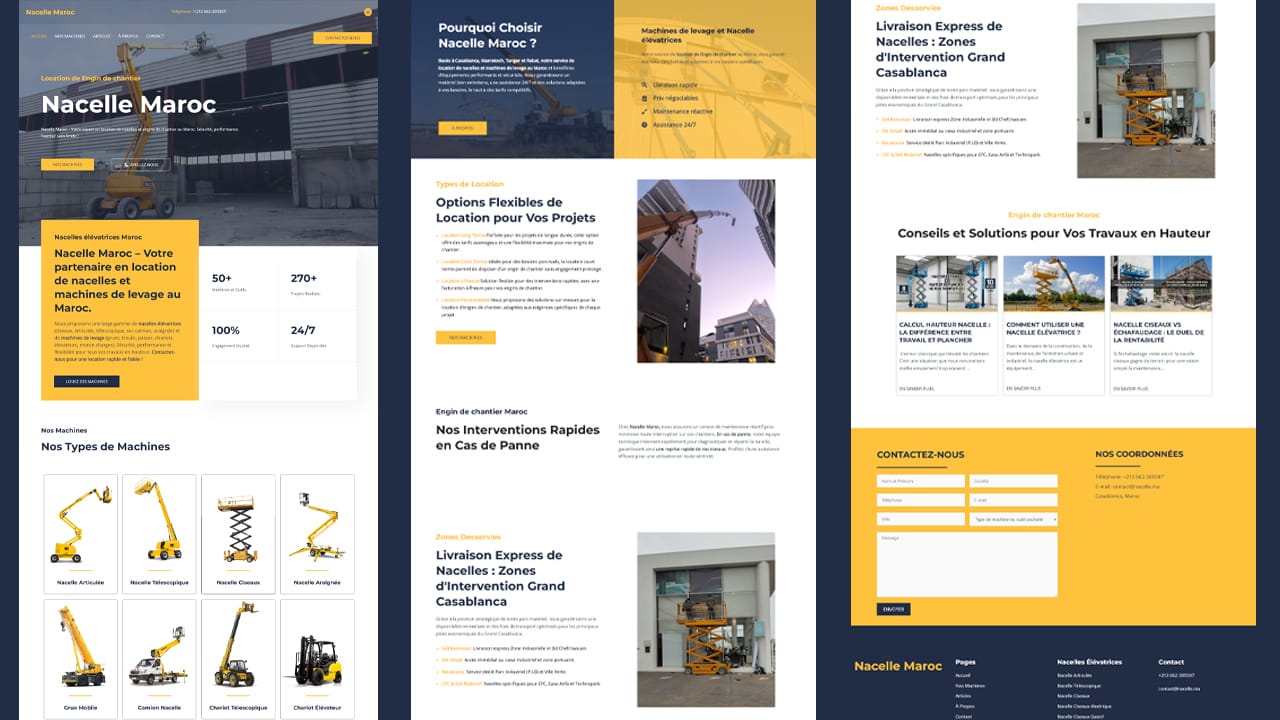 Création site web location nacelles Nacelle.ma