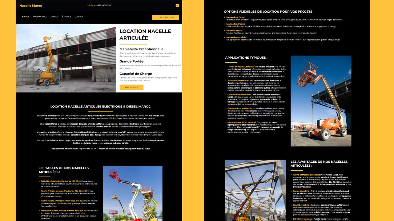 site web responsive mobile pour la location d'engins de chantier