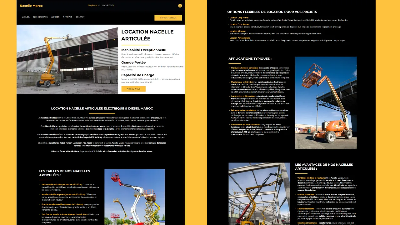 Interface responsive mobile pour la location d'engins de chantier